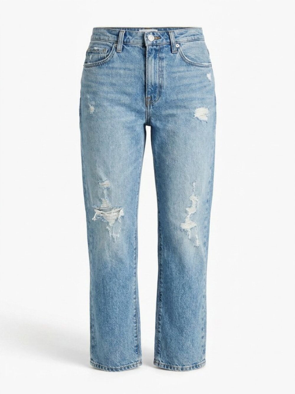 FRAME Le Slouch Boyfriend Jeans 28 Bluejay Rips Relaxed Denim LSLJ727 - Picture 2 of 14